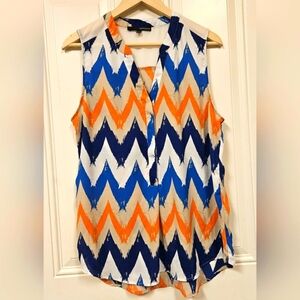 Harve Benard colorful zigzag pattern sleeveless blouse size L